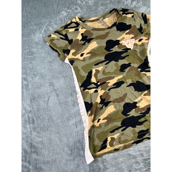 Junior's Guess Camouflage T-Shirt Size Medium Short Sleeve Camo Green - Exc - Picture 5 of 10